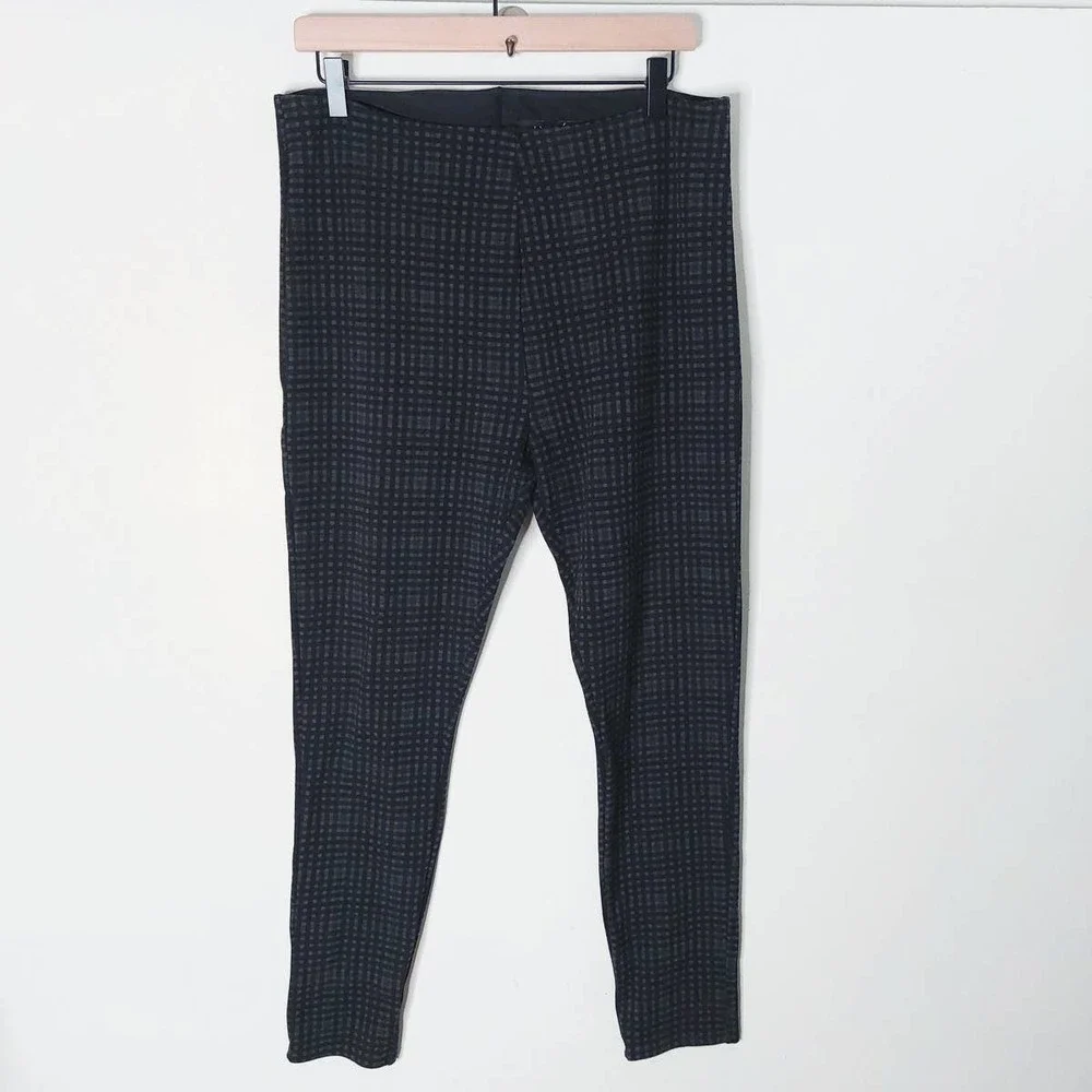 Lysse Ponte Plaid Checked Gray Black Slimming Leggings XL